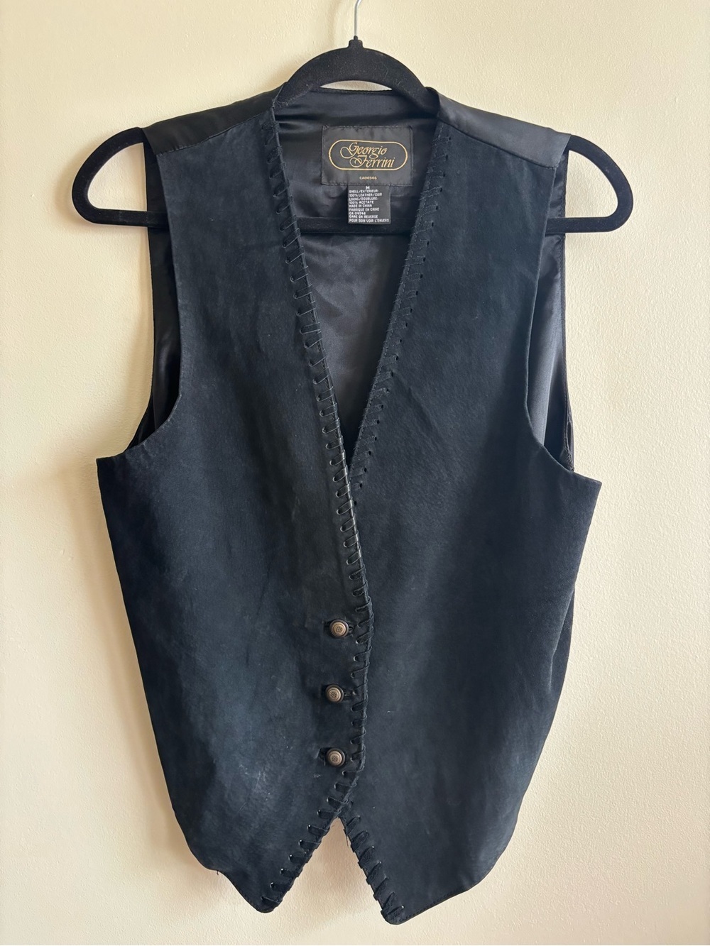 Giorgio Santini Black Suede Button Vest